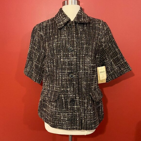 Coldwater Creek Women's Tweed Elbow Sleeve Jacket - Size 16 - NWT - Picture 1 of 3